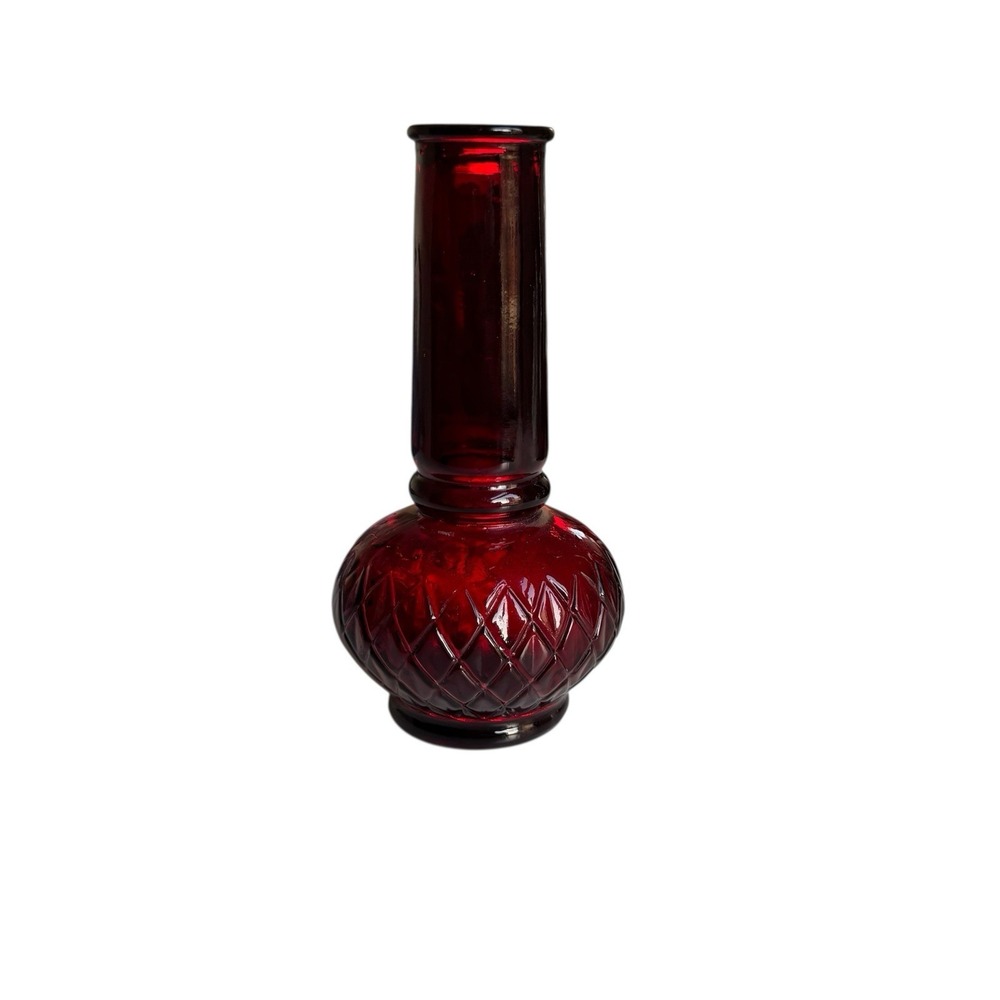 Vintage Avon Ruby Red Bud Vase 5" Tall